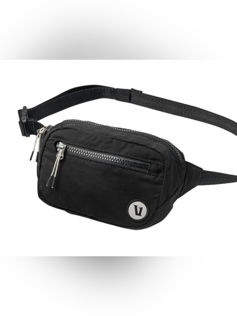 Vuori Black Mini Waist Pack with Silver Zippers